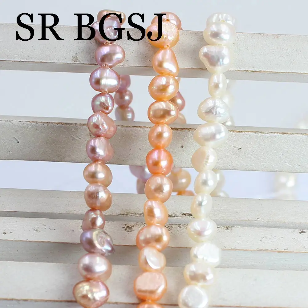 

Free Shipping 5-6mm 10 Strands White Pink Purple Baroque Potato Natural Freshwater Pearl Jewelry Making DIY Beads 14"