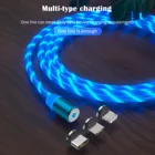 LUPWAY струящиеся легкие Магнитные Мобильный телефон зарядный кабель с портом Micro-USB Type-C IOS светодиодный кабель зарядного устройства для Iphone 12 Samsung Huawei