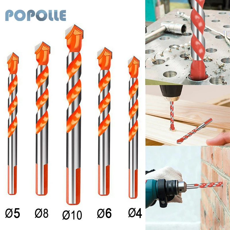 

POPOLLE Multifunctional Glass Drill Bit 2-12mm Triangle Drill Bit Ceramic Tile Concrete Brick Wood Drill Saw Metal Drill Bit