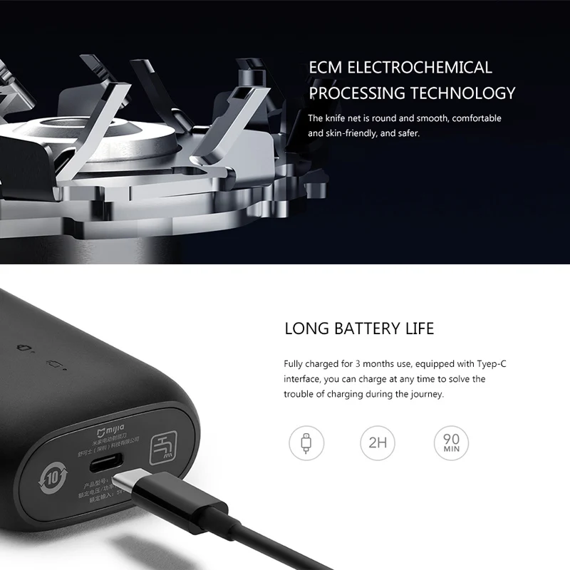Водонепроницаемая электробритва Xiaomi Mijia портативная стальная бритва с 2