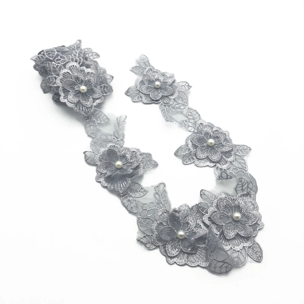 David accessories кружевная отделка вышитые цветы с лентой из бисера 1 ярд DIY Одежда