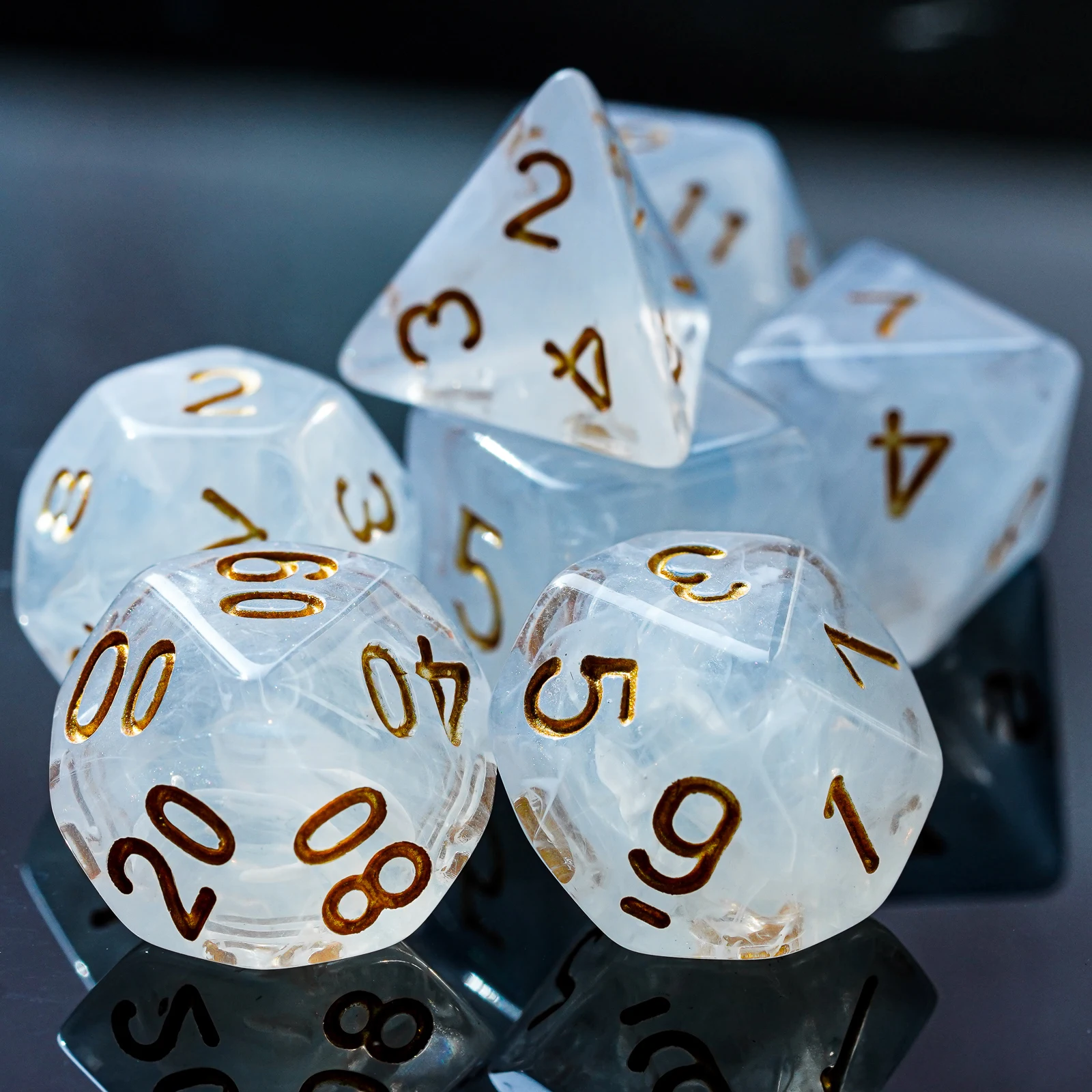 7 шт./компл. белого смога игральные кости DND комплект ювелирных изделий золотой