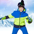 2021 Зимний спортивный костюм с капюшоном для мальчиков; Флисовые детские лыжные комплекты; Теплая верхняя одежда для детей; Костюм для маленьких мальчиков