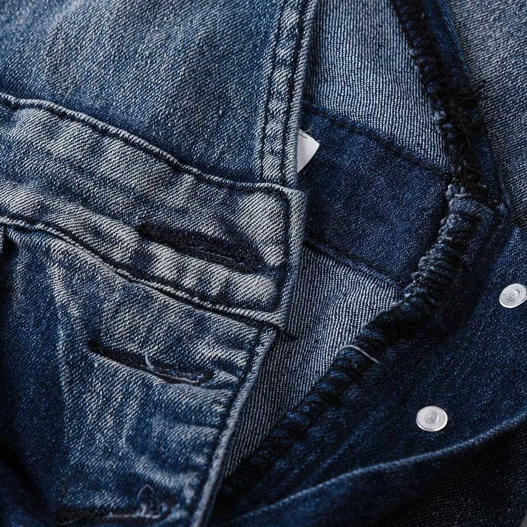 Мужские джинсовые комбинезоны с карманами повседневные на подтяжках уличная