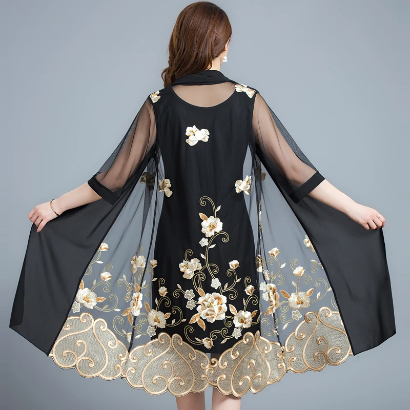 Женское платье из двух частей винтажный сарафан с цветочной вышивкой