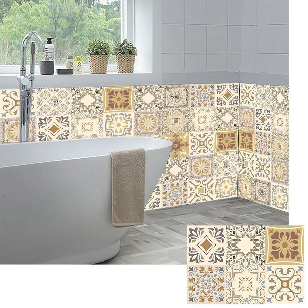 Ретро Наклейка на стену в виде полосы с рисунком плитки для кухни ванной лестницы