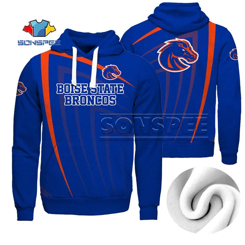 SONSPEE зима 3D для штат Бойсе Мустанги спортивный костюм с капюшоном мужчин и женщин