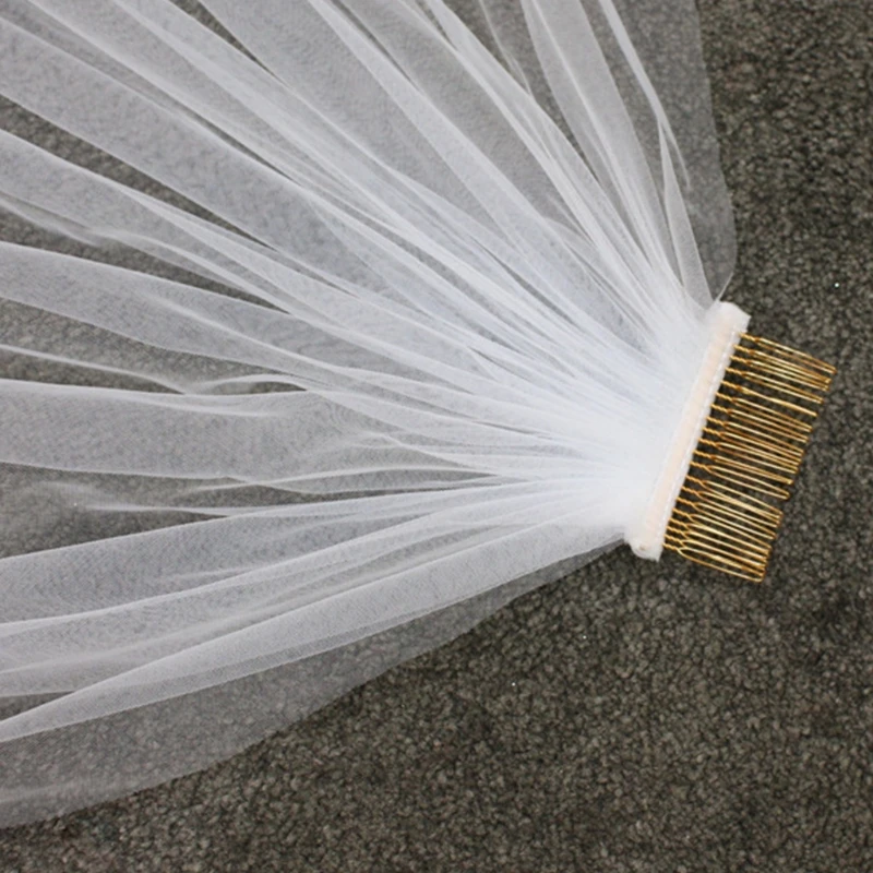 

T84B свадебная фата с гребнем, иллюзия, тюль, кружевные аппликации, прозрачные аксессуары для невесты, 1 яруса, лэг