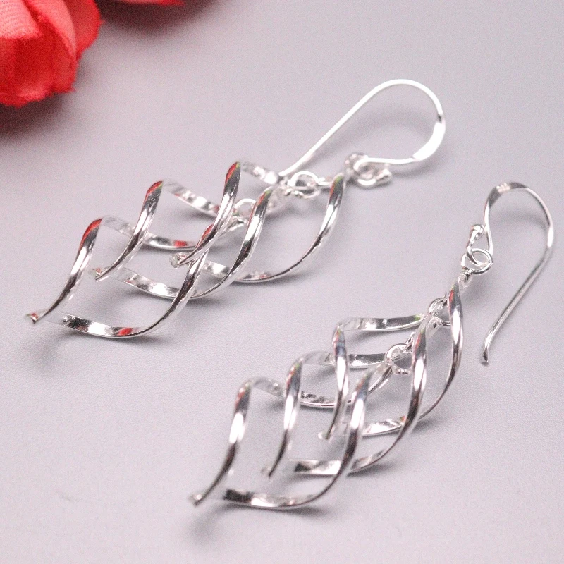 

Серьги-подвески женские из серебра 925 пробы, 50 х13 мм