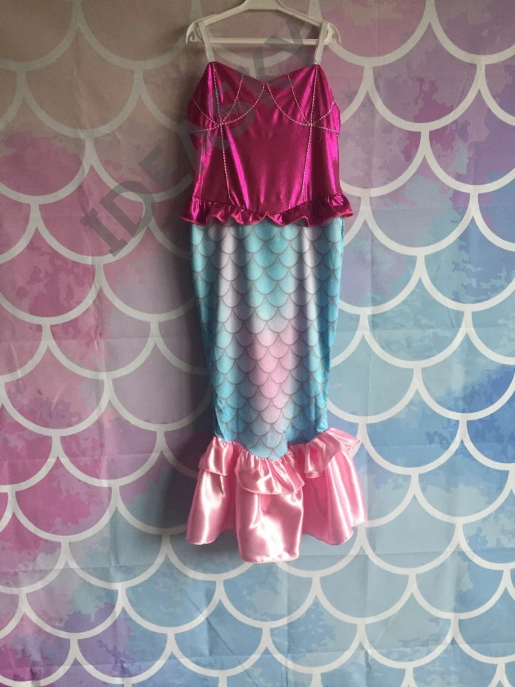 Костюм Русалочки Ариэля розового и зеленого цвета с хвостом платье принцессы