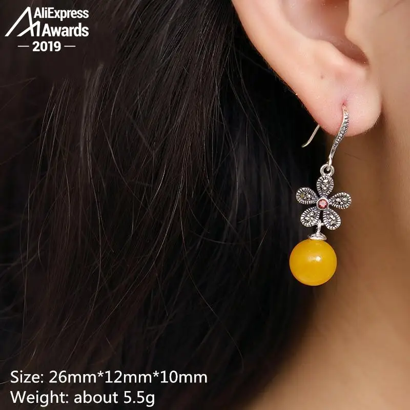 Серьги из серебра 925 пробы с искусственным драгоценным камнем | Украшения и