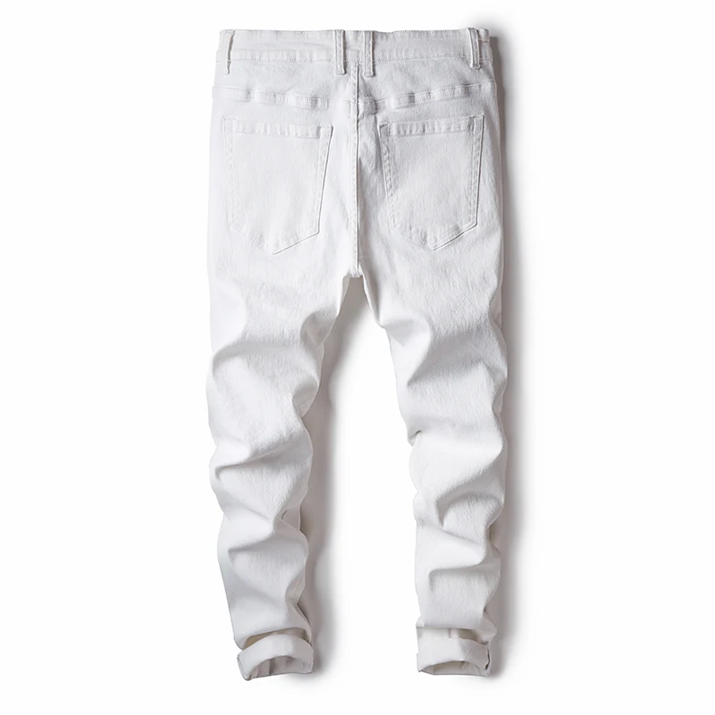 2020 модные мужские джинсы для бега черные белые уличные брюки в стиле панк с