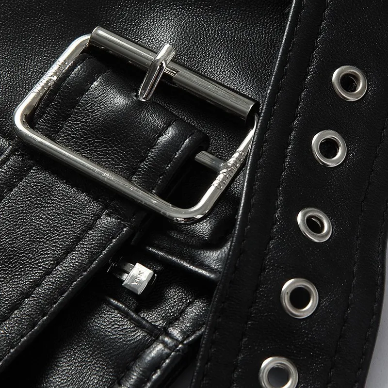 Женская короткая куртка из натуральной овчины облегающая панк-куртка с