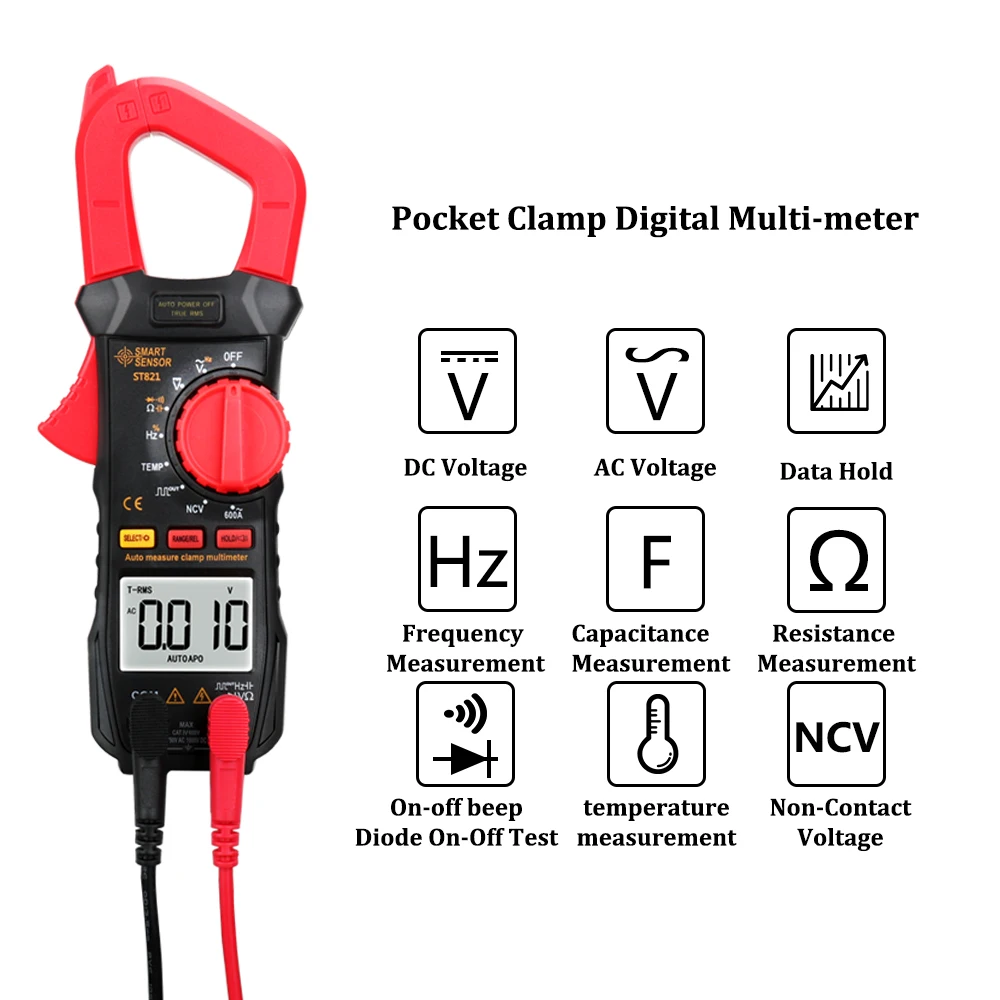 Профессиональный цифровой Бесконтактный клещи переменного тока Напряжение