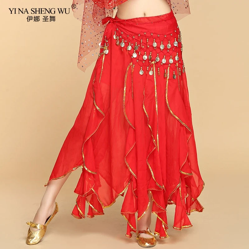 Новая длинная юбка для танца живота сцены женское шифоновое платье тренировок