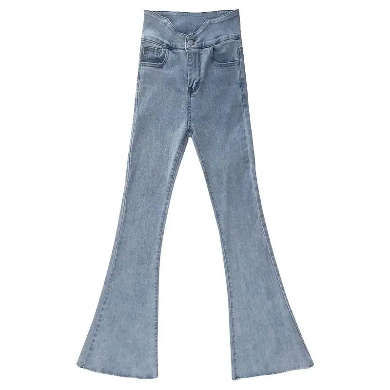 

New Fashion Casual Women Vintage Jeans Flare Stretch Denim Pants Ladies High Waist Flares Casual Trousers U Waist Boot Cut Pants