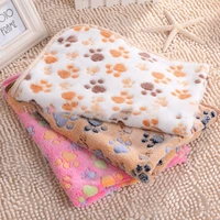 pet dog mattress pet blanket footprint blanket dog sleeping soft blanket paw print coral fleece dog cat beds mats pet supplies