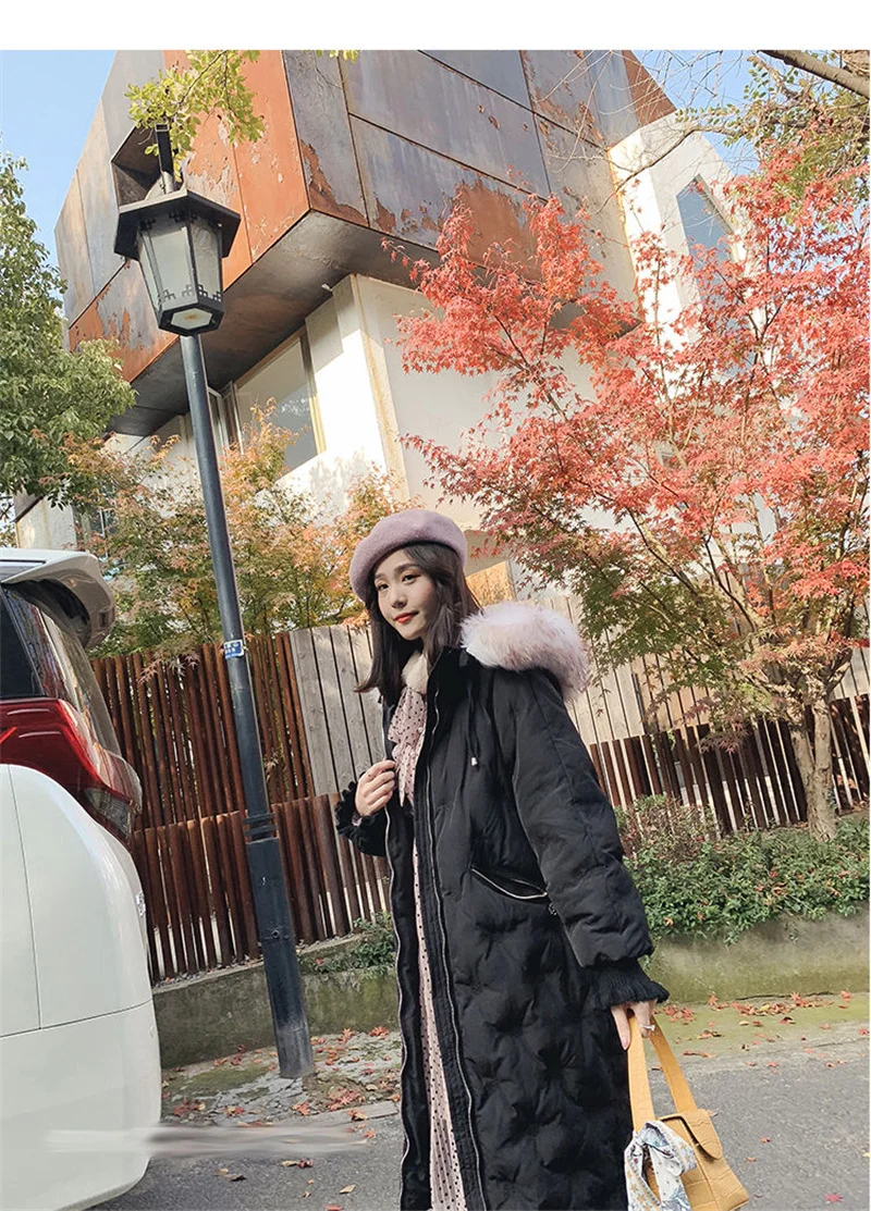 Cotton Jacket Women2021New Snowflake Embroider Version Of Thick Mid-length Padded Coats With Large Fur Collar Loose Coat M134