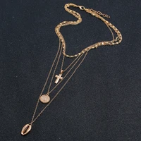 vintage multi layer necklacespendants for women classical cross shape long necklace boho metal shell beach jewelry 2019 new