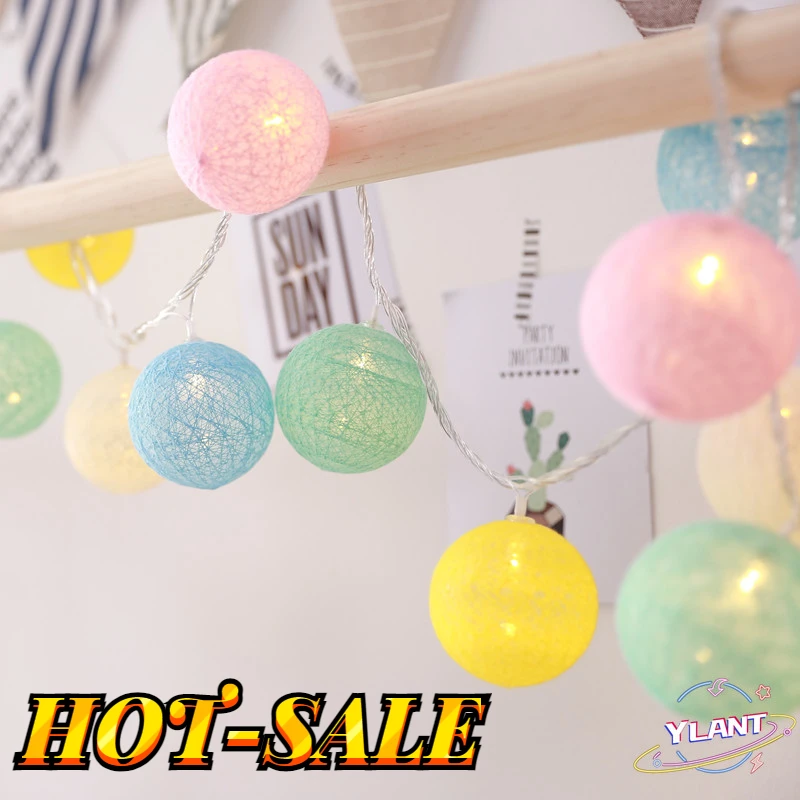 

SWT Holiday Christmas Party Wedding Romantic Decorations Lights Garland String Lights 20 LED Cotton Ball Fairy Lighting Strings