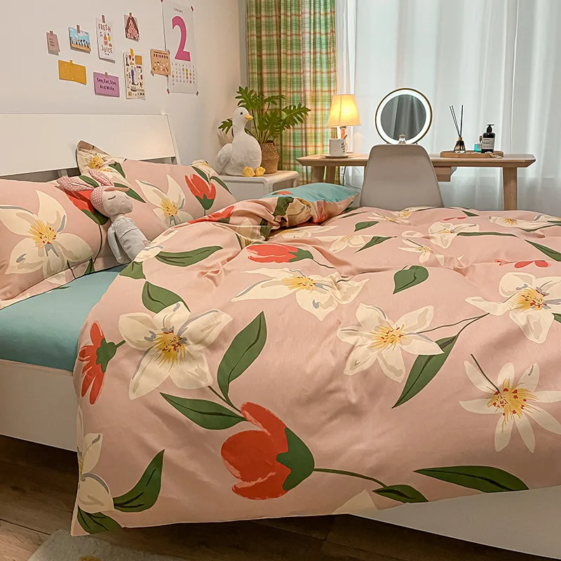 

Four-Piece Bed Sheet, Duvet Cover, Pillowcase, 100% Cotton, Comfortable At Home, Bedding, Stylish And Simple