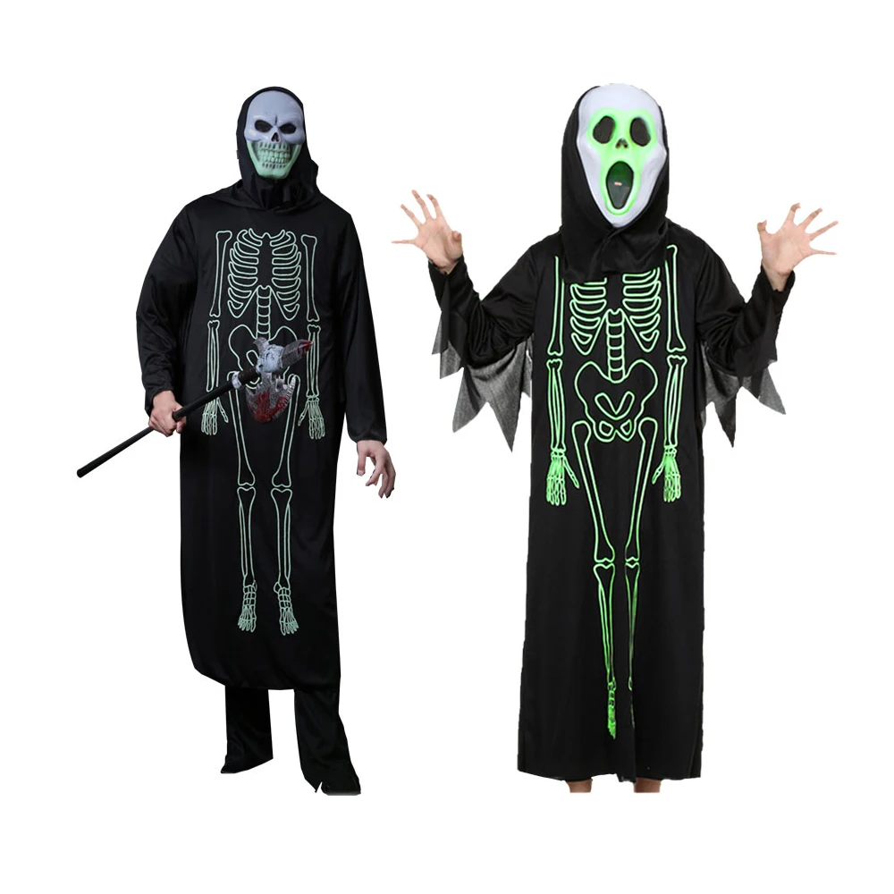 

Halloween masquerade night light skull ghost clothes costumes Party Performance Clothing