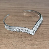 rakol trendy punk v shape silver color adjustable open bangle for women luxury anniversary gift jewelry wholesale