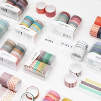 10 pcsset basic solid color washi tape kawaii grid masking tape decorative adhesive tape sticker scrapbook diary stationery