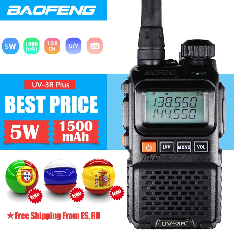 Рация BaoFeng UV 3R Plus Двухдиапазонный портативный Радиоприемник Ham + радиоприемник