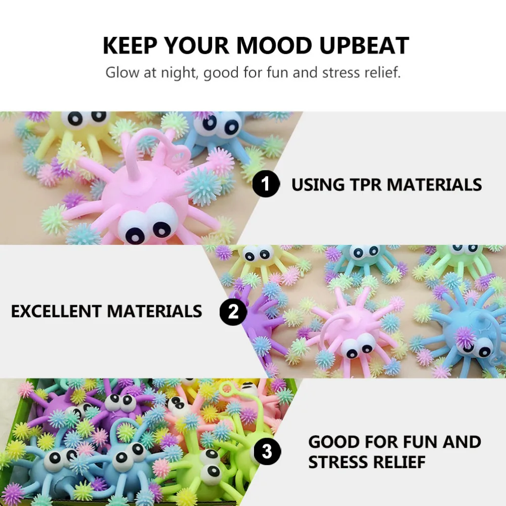 

3pcs Adorable Glitter Decorative Spider Shaped Anxiety Relief Toys