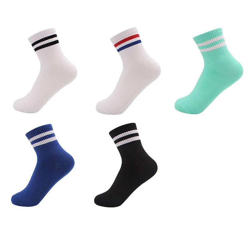 Хлопковые мужские повседневные носки плоские с двумя полосками модные