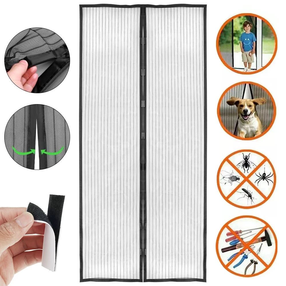 

Anti-Mosquito Anti-Fly Screen Magnetic Door CurtainTop-to-Bottom Seal Snaps Shuts Automatically Summer Home Accessories