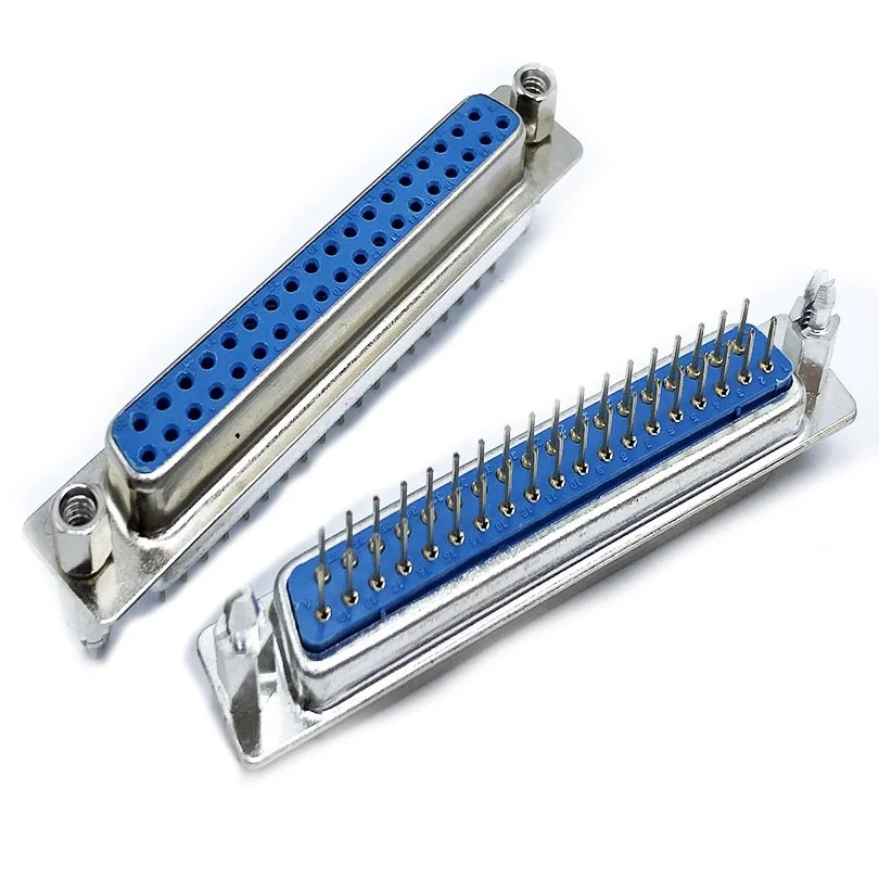 10Pcs Male/Female Blue Straight Pin DB9 DB15 DB25 DB37 VGA D-sub PCB Mount RS232 Serial Port Connector Socket With Screw Nuts - купить по