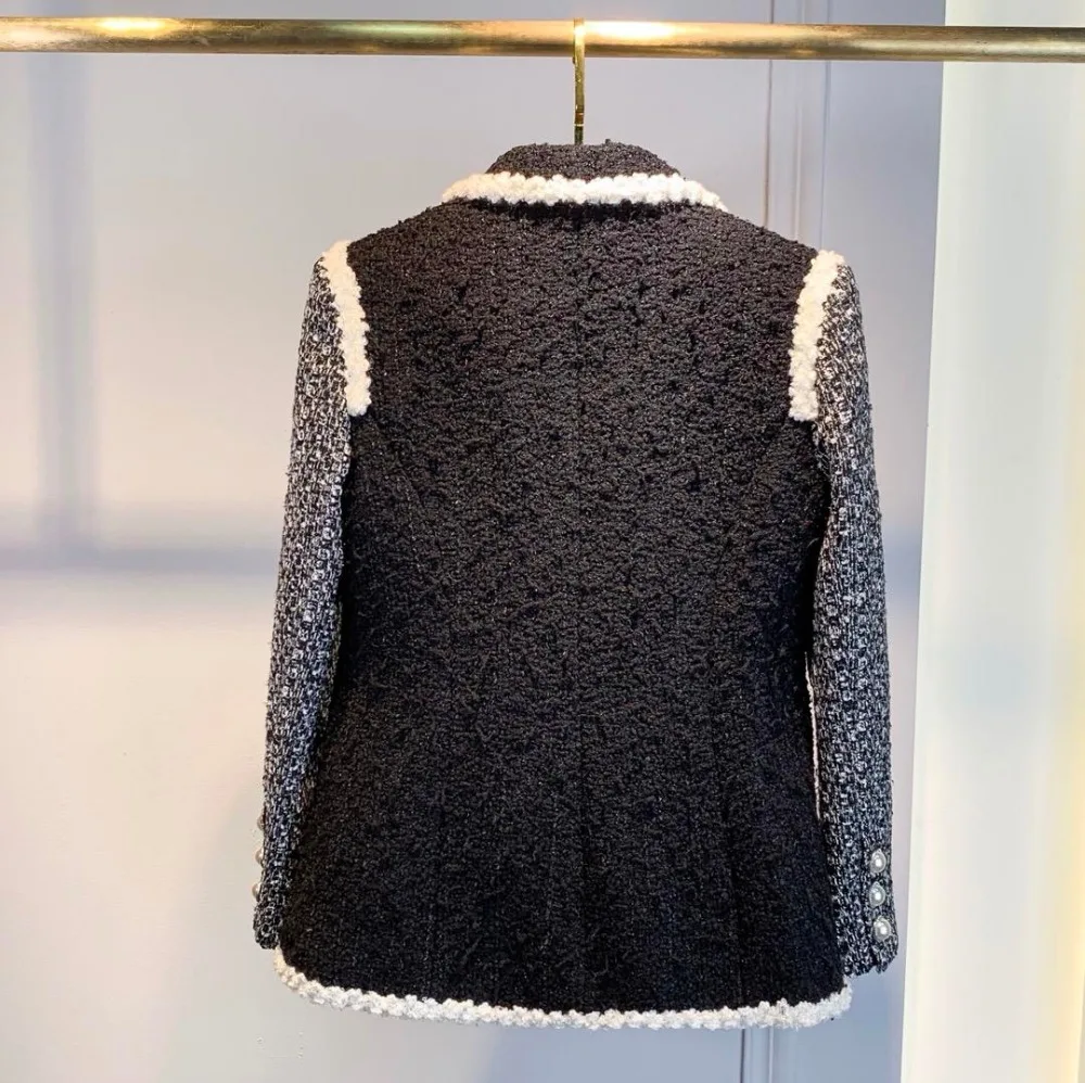 2019FW осенний Победитель Новая Женская Роскошная куртка пальто Женская Лоскутная твидовая Верхняя одежда Пальто gdnz 9,15