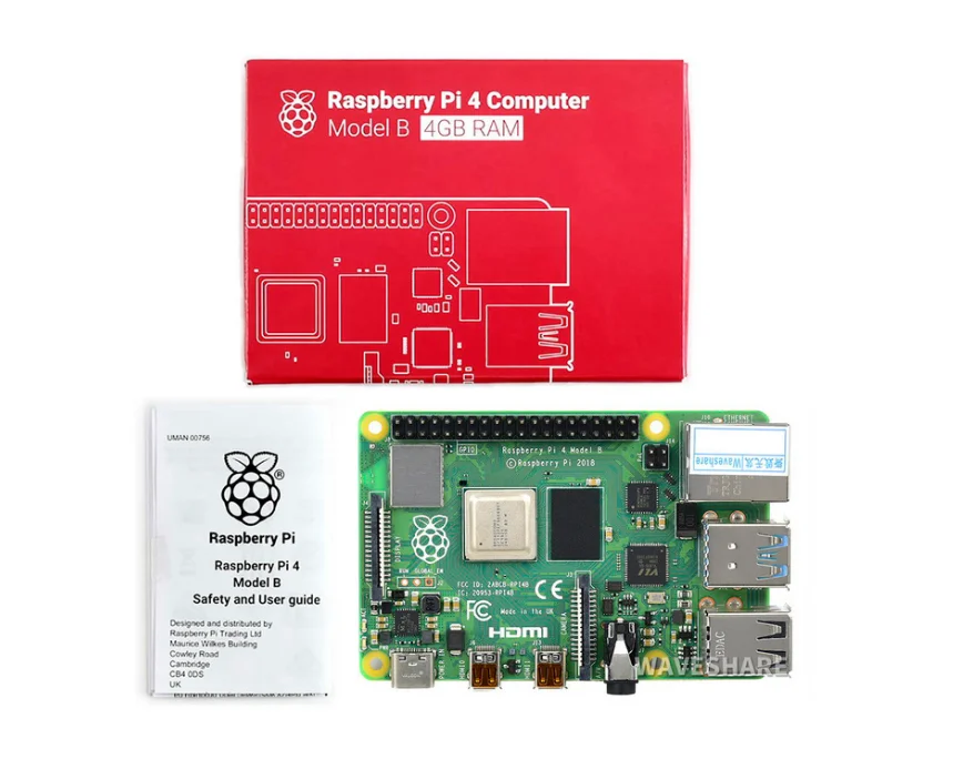 Микрокомпьютер Raspberry Pi 4 Model B ГБ/8 ГБ ОЗУ 64 бит четырехъядерный процессор 4K двойной