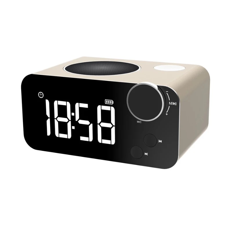 Alarm Clock LED Mirror Digital FM Radio Wireless Bluetooth Speaker Touch Sensing Electronic Desktop Tabke Clocks | Электроника