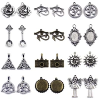 5pcs pendants rose eye spoon sun camera cap angle knot zinc metal for charm bracelets jewelry diy making accessories