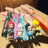 new epoxy three dimensional ghost slayer keychain hand made peripheral cartoon anime doll bag pendant small gift toy keychain