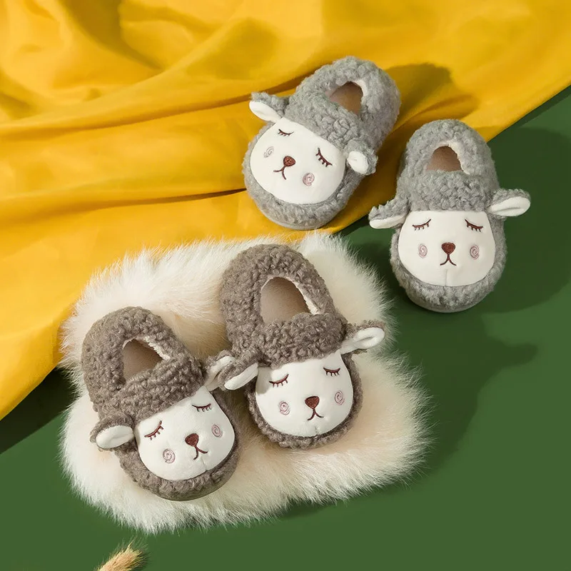 

Boys Kids Casual Wear Toddler Baby Cotton Slippers 2021 Winter Children Girls Cute Indoor Home Thick Fleece Fur Warm Shoes