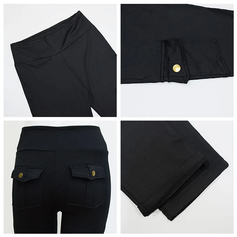 

Casual Women Leggings With Pockets Cargo Pants Military Style Stretch High Waist Slim Fit Jeggings Femme Summer Clothing