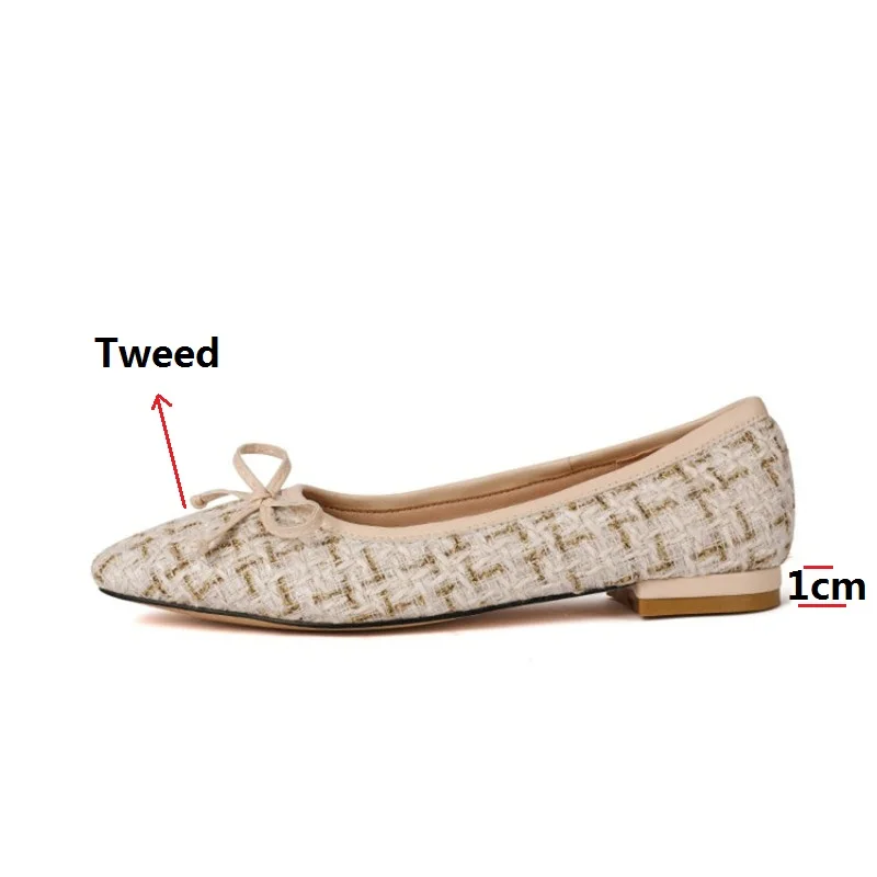 

LeShion Of Chanmeb 2021 New Spring Designer Tweed Flat Shoes Women Sweet Bow Luxury Brand Espadrilles Casual Shoes Lady Flats 43