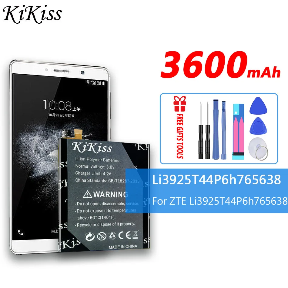 

3600mAh Original kikiss Li3925T44P6h765638 Battery For ZTE BLade V8 Lite 5.0-inch Mobile Phone Batteries +free Tools