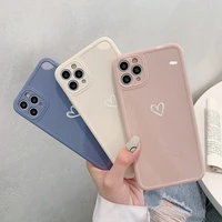 solid love heart phone case for iphone 12 11 13 pro max x xs xr 7 8 plus se 2021 candy shockproof camera protection soft cover