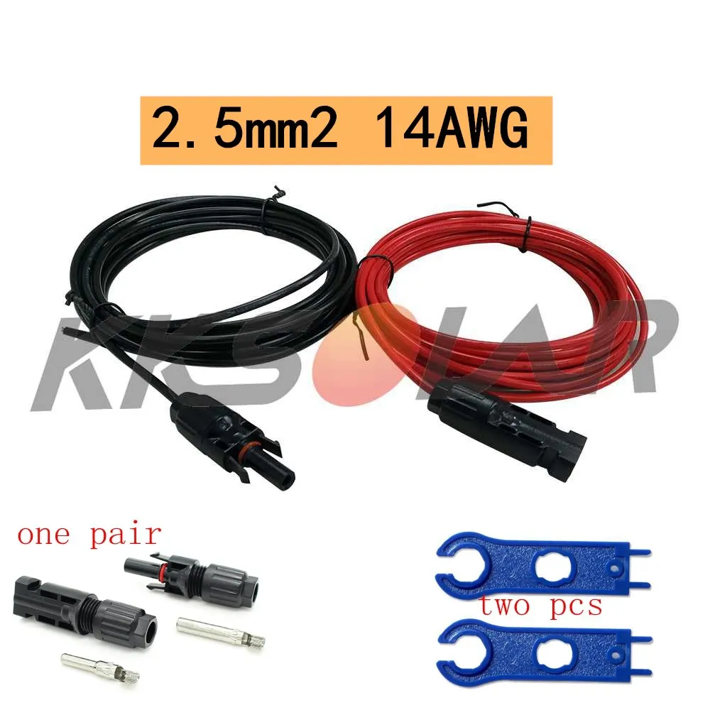 

1 пара, медный кабель для солнечной батареи, 2,5 мм, 14 AWG