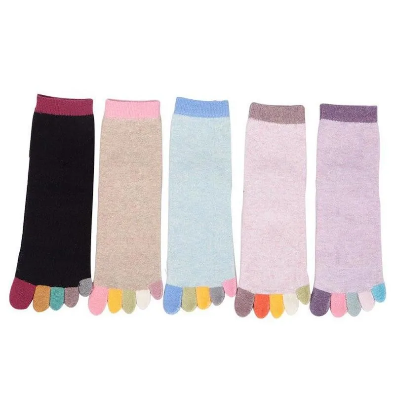 

Striped Color Five Finger Socks Cotton Novelty Socks With Separate Toes Warm Winter I0Q4