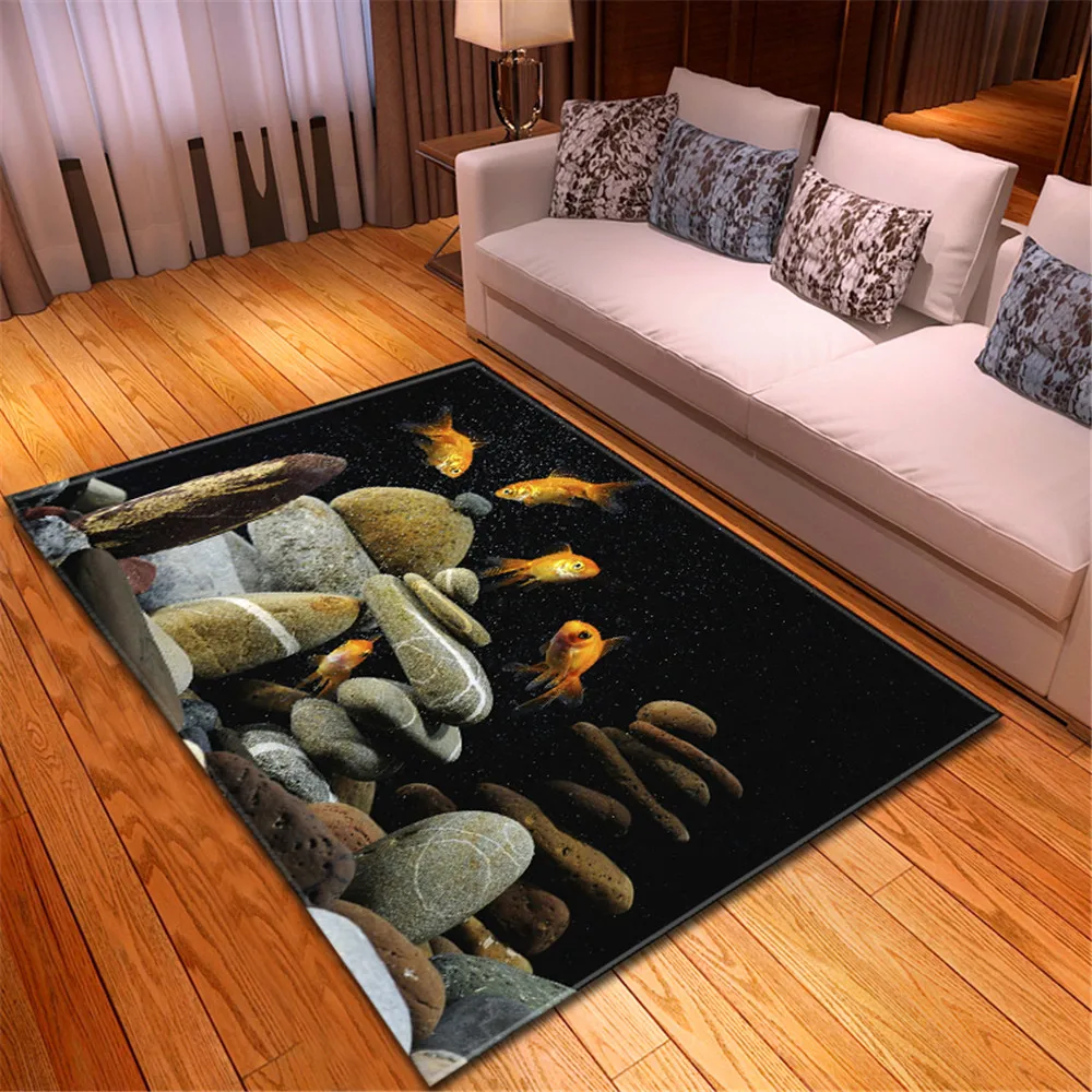 

3D Goldfish Pattern Parlor Sofa Carpets Decor Floor Area Rug Bedroom Bedside Anti-slip Rugs Kids Play Mat Living Room Carpet