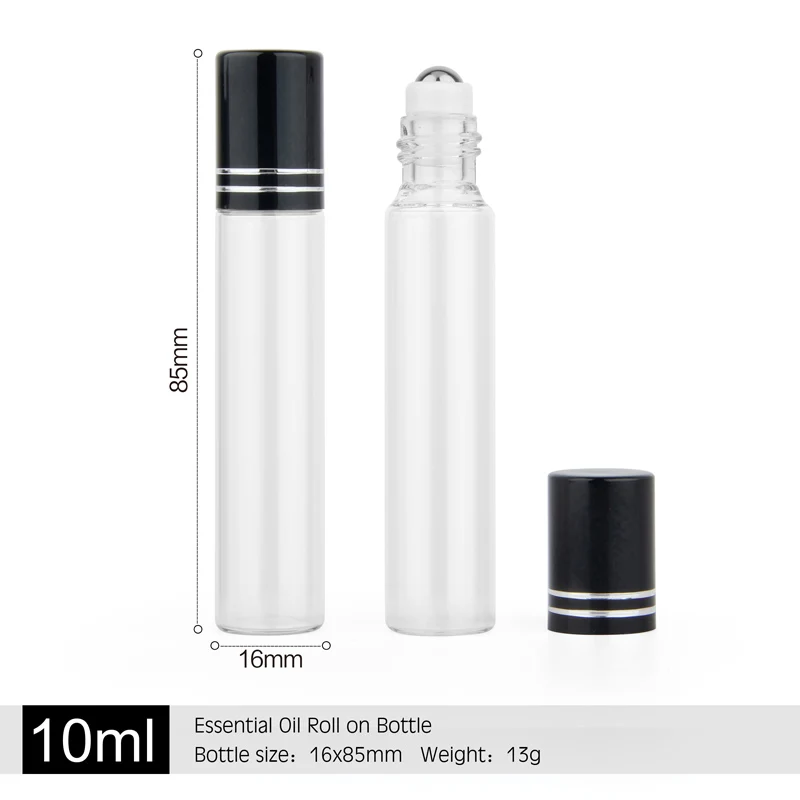 100Pieces/Lot 10ml Essential Oil Bottle Travel Use Glass Perfume Roll on with Stainless Steel Ball Roller | Красота и здоровье