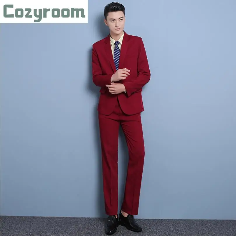 

Hot Men's Korean Fashion Nightclub Slim Blazer suit Men stage costume Groom's wedding dress performing jacket Coats (suit+pants)