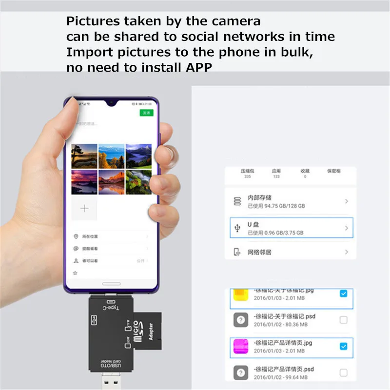 all in one 2 colors otg card reader usb 3 0type csdtf u disk adapter multi function android phone computer accessories hub free global shipping