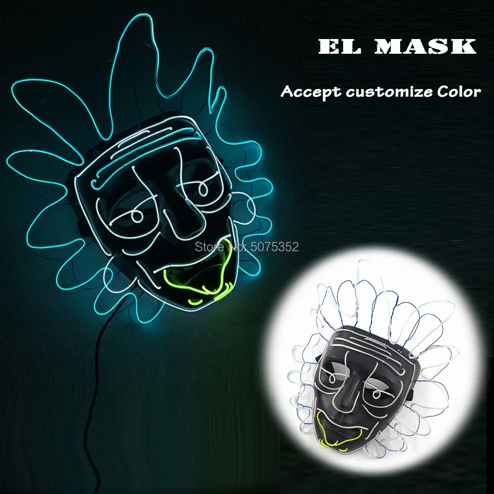 Прямая поставка светящаяся неоновая маска EL Mask для фильмов Хэллоуина ночного